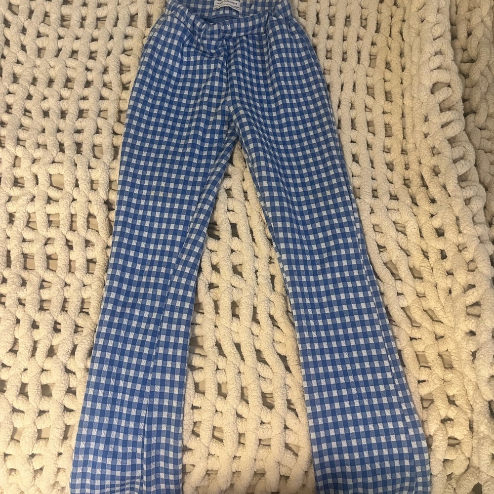 Blue and White Checkered Pants